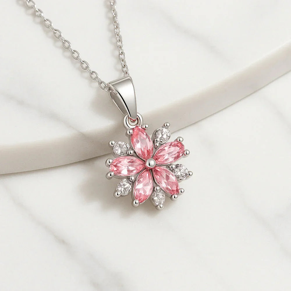 Kette mit Anhänger aus 925er Sterling-Silber, Eiskristall