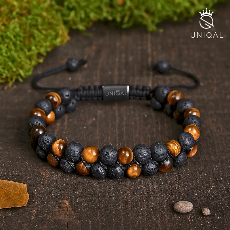 ARMBAND LAVASTEIN UND TIGERAUGE 6MM
