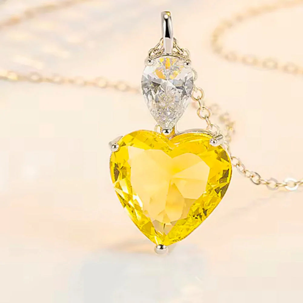 Kette mit Anhänger aus 925er Sterling-Silber, Glasherz