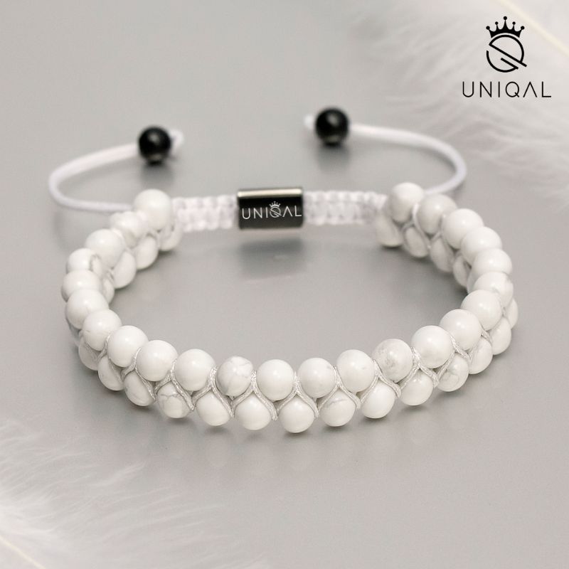 EDELSTEINARMBAND HOWLITH PERLEN 6MM