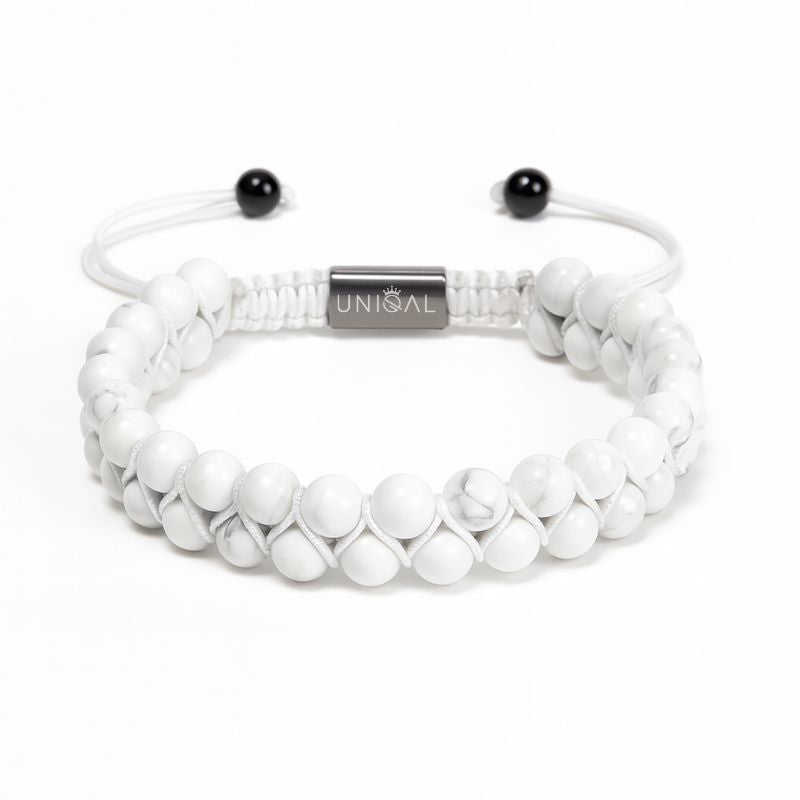 EDELSTEINARMBAND HOWLITH PERLEN 6MM