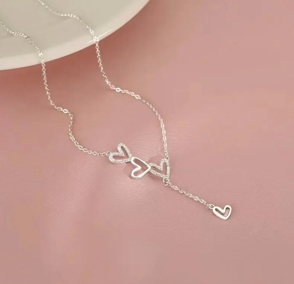 Kette mit Anhänger aus 925er Sterling-Silber, Herzanhänger, 45cm