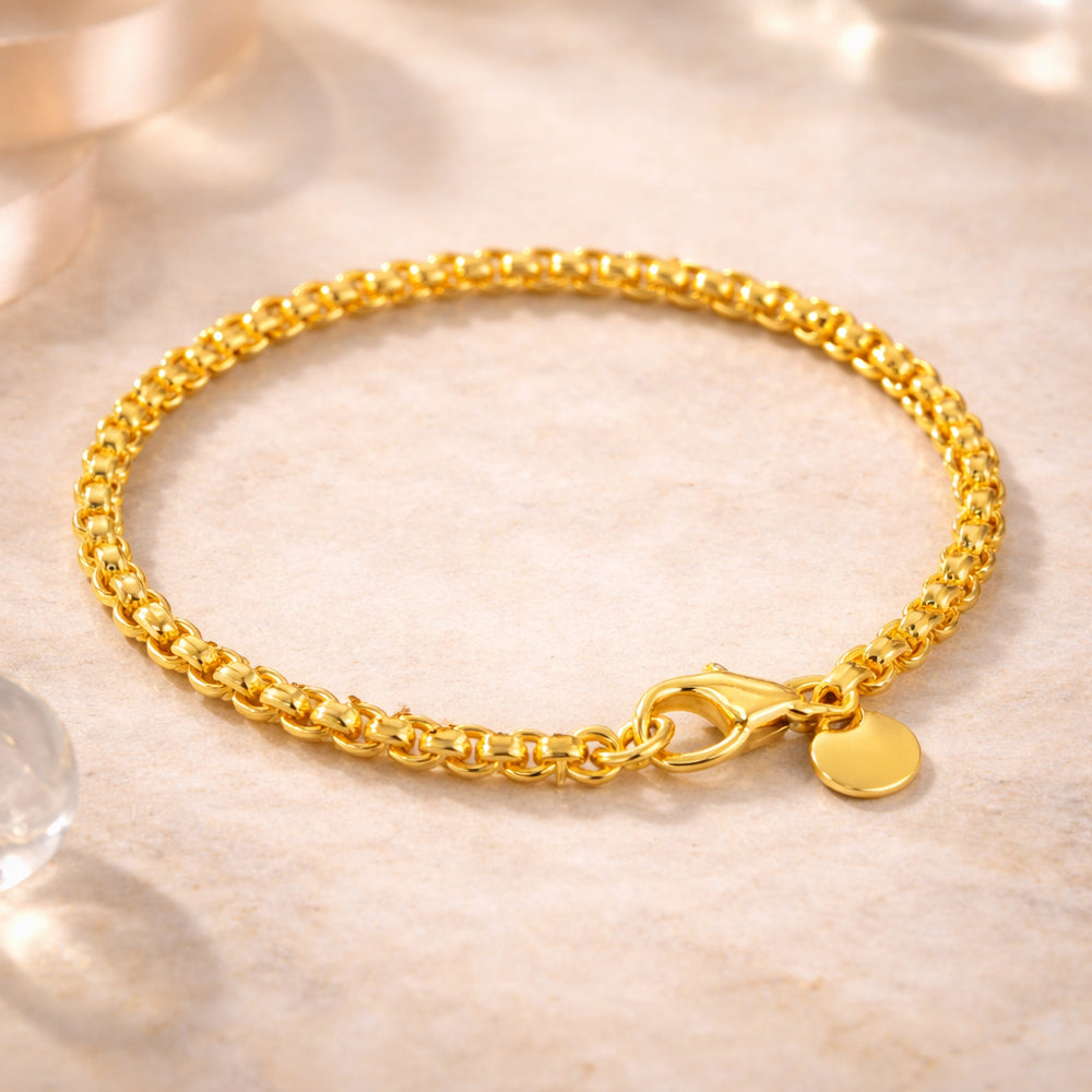 Armband aus 925er Sterling-Silber, Rundes Panzerkettenarmband, 20cm