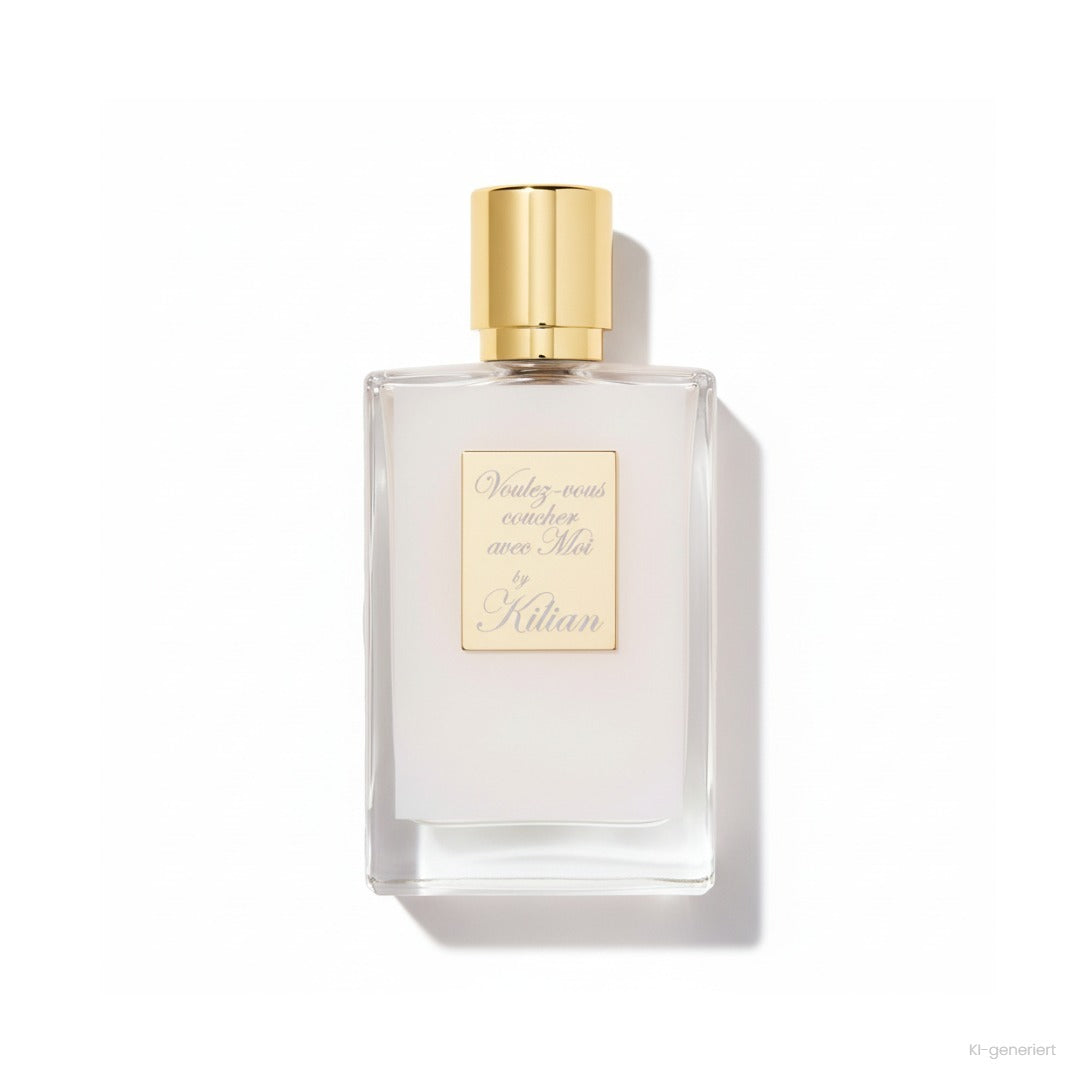Kilian Voulez-vous coucher avec Moi Eau de Parfum 50 ml, Flasche mit goldener Kappe und cremefarbenem Etikett