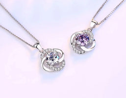 Kette mit Anhänger aus 925er Sterling-Silber, Ewige Blume, 45cm