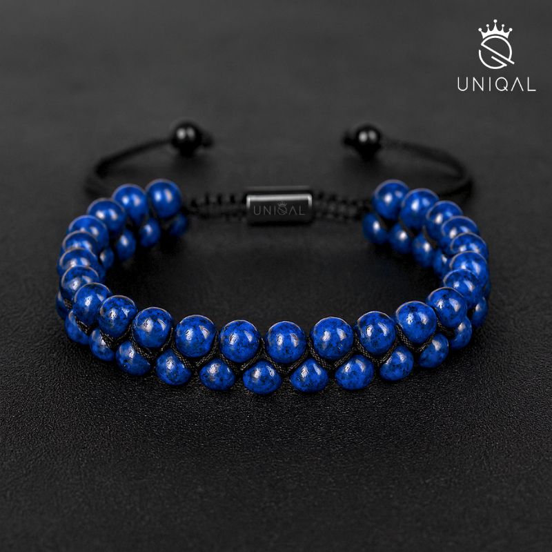 PERLENARMBAND LAPISAZULI ZWEIREIHIG 6MM