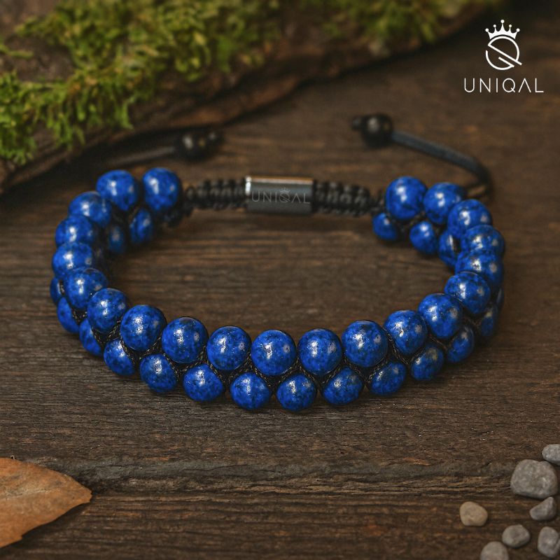 PERLENARMBAND LAPISAZULI ZWEIREIHIG 6MM