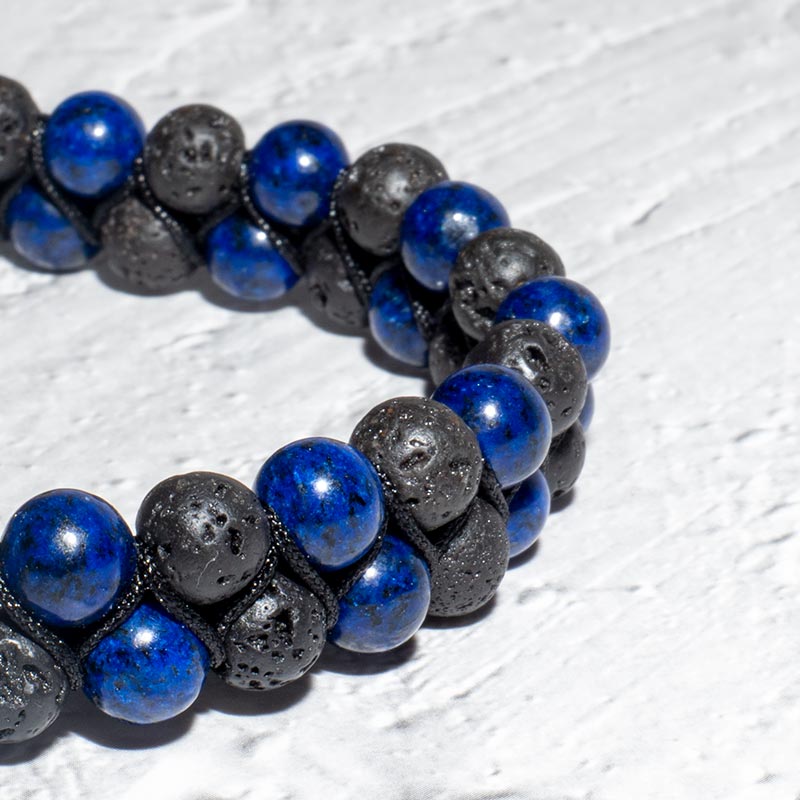 PERLENARMBAND LAPISAZULI & LAVASTEIN 6MM