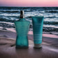 Le Male Duftset mit Eau de Toilette und Duschgel am Strand bei Sonnenuntergang