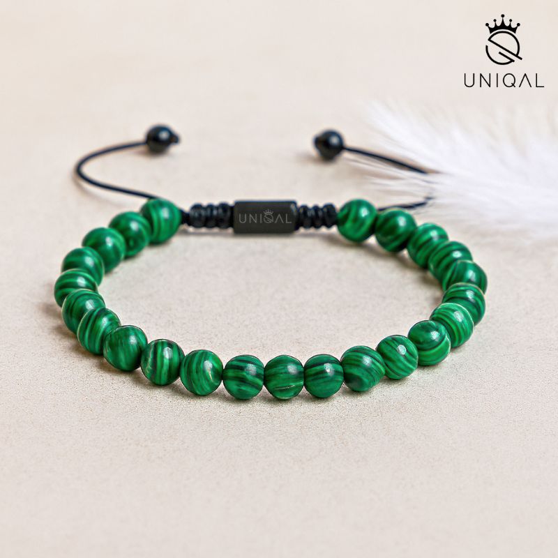 EDELSTEINARMBAND MALACHIT PERLEN 8MM