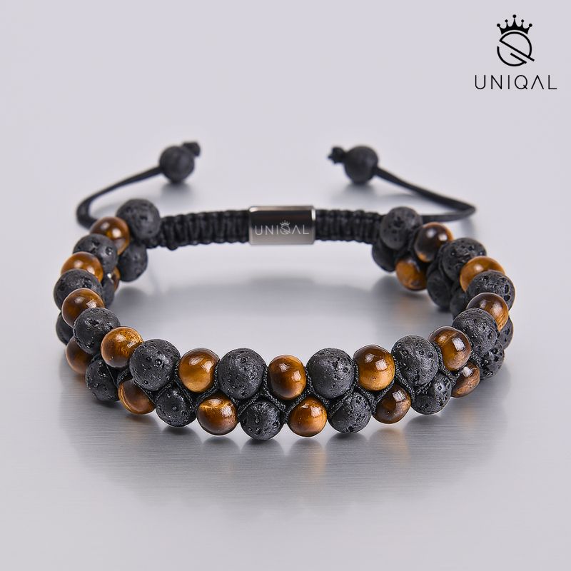 ARMBAND LAVASTEIN UND TIGERAUGE 6MM