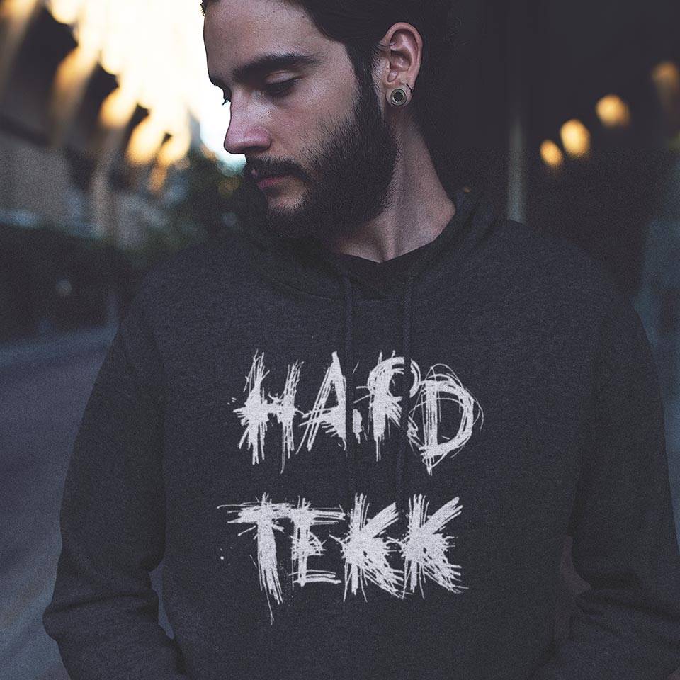 Scratched Hardtekk Premium Hoodie (schwarz)