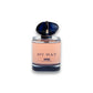 My Way Intense Eau de Parfum Flakon mit blauem Deckel und rosa Duft auf weißem Hintergrund.