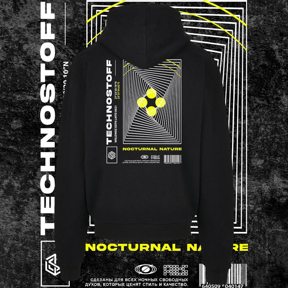 Nocturnal Nature Oversized Ultra Heavy Hoodie (schwarz, unisex)