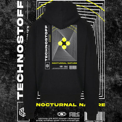 Nocturnal Nature Oversized Ultra Heavy Hoodie (schwarz, unisex)