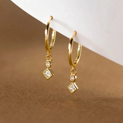 Ohrringe aus 925er Sterling-Silber, Kreis-Quadrat