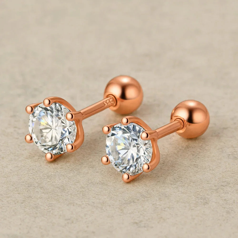 Ohrstecker aus 925er Sterling-Silber, Zirkonia in Brillantschliff, 5mm