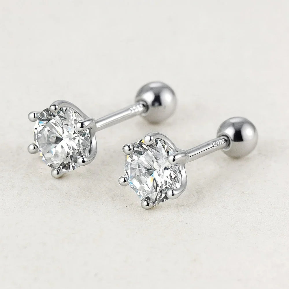 Ohrstecker aus 925er Sterling-Silber, Zirkonia in Brillantschliff, 5mm