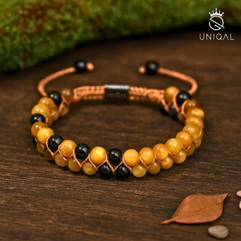 PERLENARMBAND ONYX & ACHAT 6MM