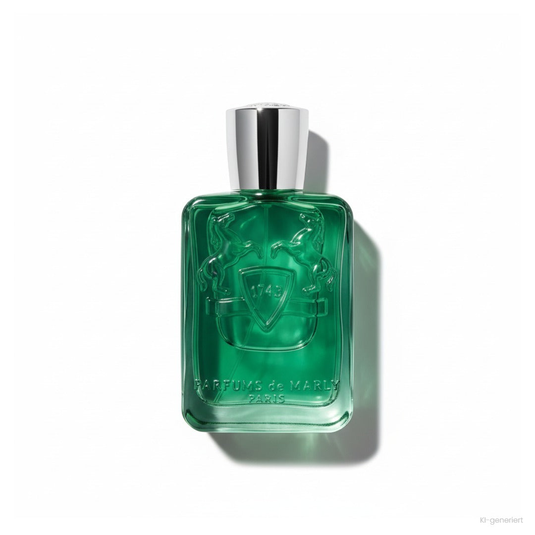 Parfums de Marly Greenley Eau de Parfum, grüner Glasflakon mit silberner Kappe und Pferde-Emblem