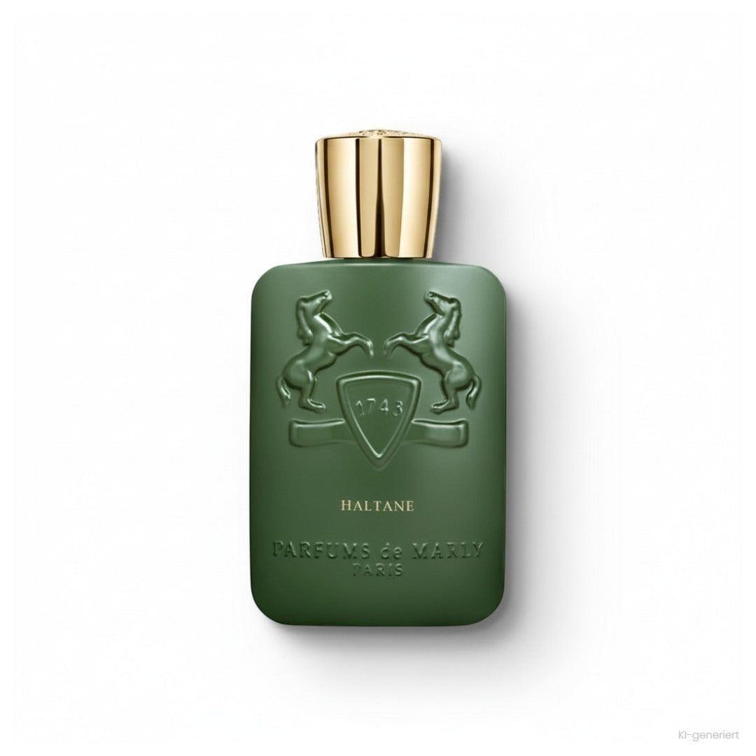 Parfums de Marly Haltane Eau de Parfum, grüner Flakon mit goldener Kappe und geprägten Pferden