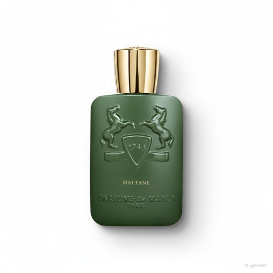 Parfums de Marly Haltane Eau de Parfum, grüner Flakon mit goldener Kappe und geprägten Pferden