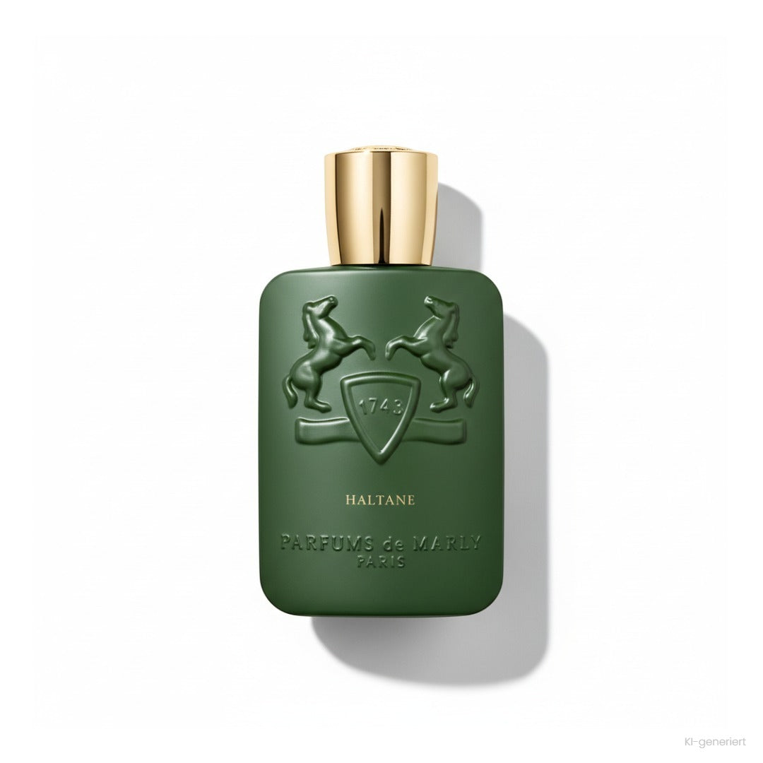 Parfums de Marly Haltane Eau de Parfum, matter grüner Flakon mit goldener Kappe und Pferde-Emblem