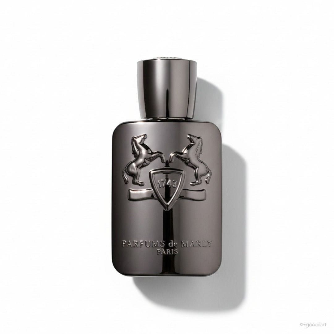 Parfums de Marly Herod Eau de Parfum, metallisch anthrazitgrauer Flakon mit Kappe und Pferde-Emblem