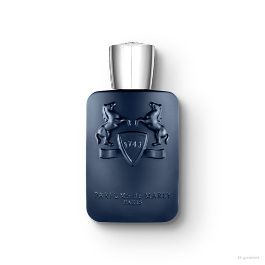 Parfums de Marly Layton Eau de Parfum, marineblauer Flakon mit silberner Kappe und geprägten Pferden