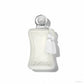 Parfums de Marly Valaya Eau de Parfum, matter weißer Flakon mit silberner Kugelkappe und weißen Quasten