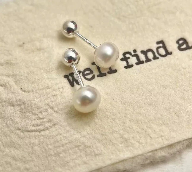 Ohrstecker aus 925er Sterling-Silber, Mini-Süßwasser-Perle, 0,8mm