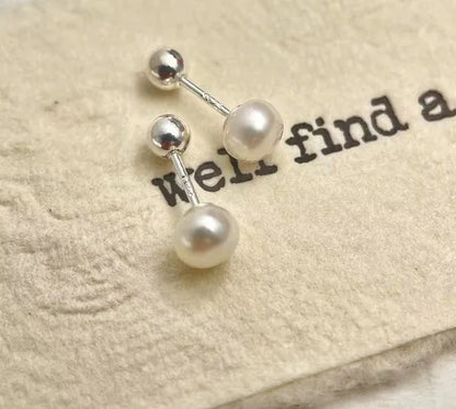 Ohrstecker aus 925er Sterling-Silber, Mini-Süßwasser-Perle, 0,8mm