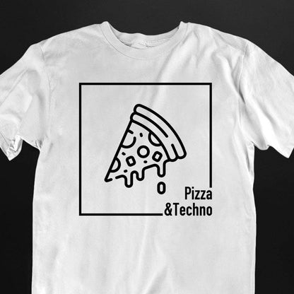 Pizza & Techno T-Shirt (schwarz oder weiß / unisex)