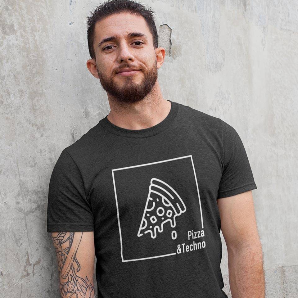 Pizza & Techno T-Shirt (schwarz oder weiß / unisex)