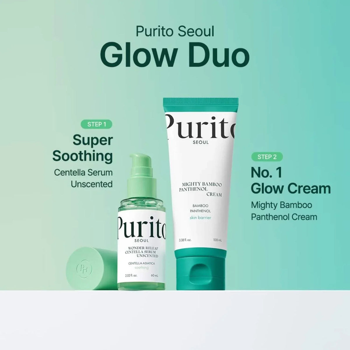 Purito Seoul Glow Duo – Centella Serum 60 ml & Mighty Bamboo Panthenol Cream 100 ml