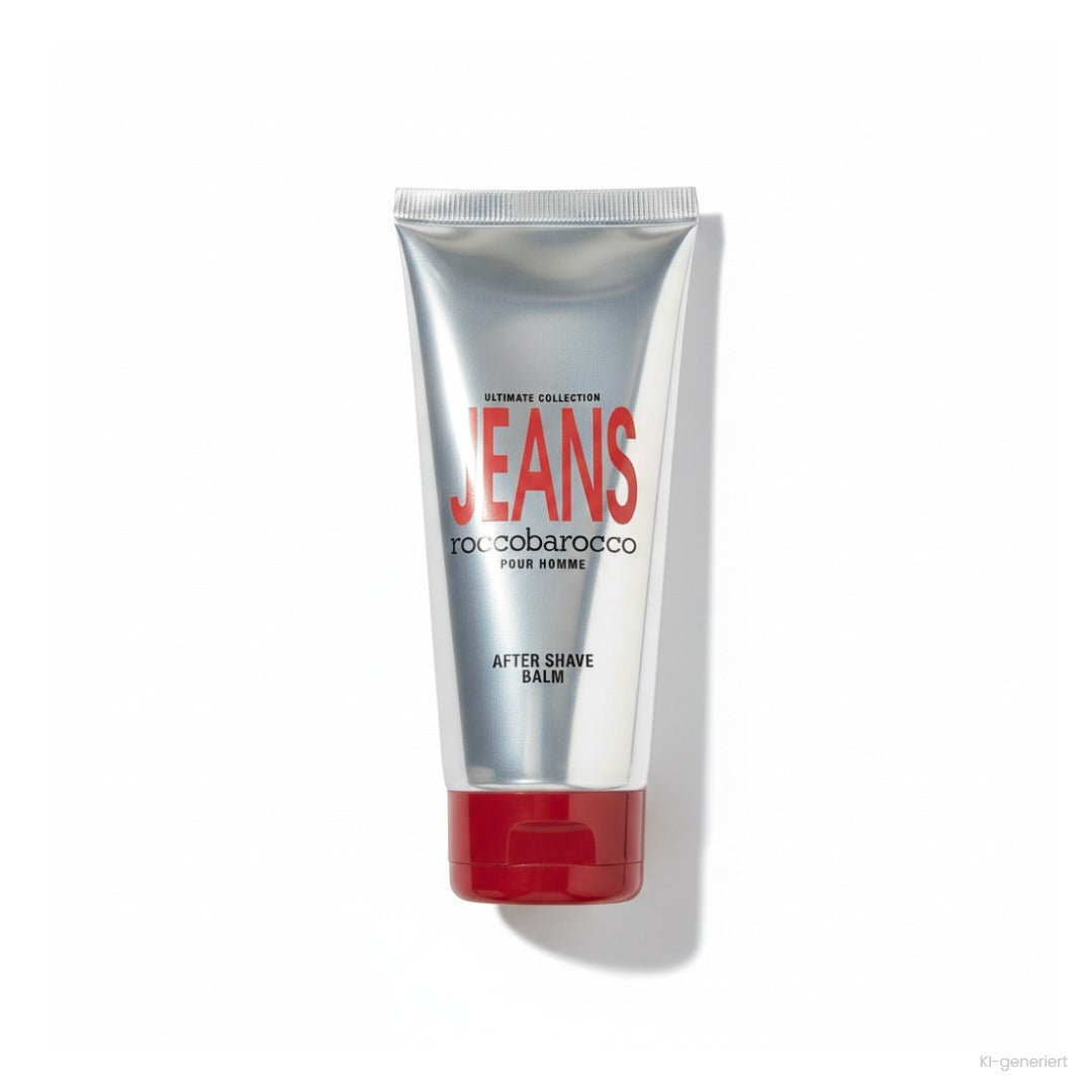 Roccobarocco Jeans Pour Homme After Shave Balm 100 ml, silberne Tube mit rotem Deckel