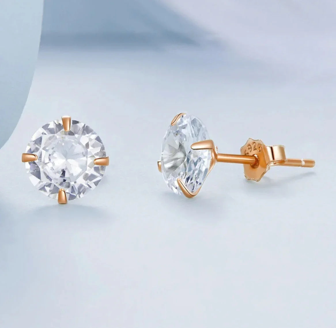 Ohrstecker aus 925er Sterling-Silber, Zirkonia in Brillantschliff, 7mm