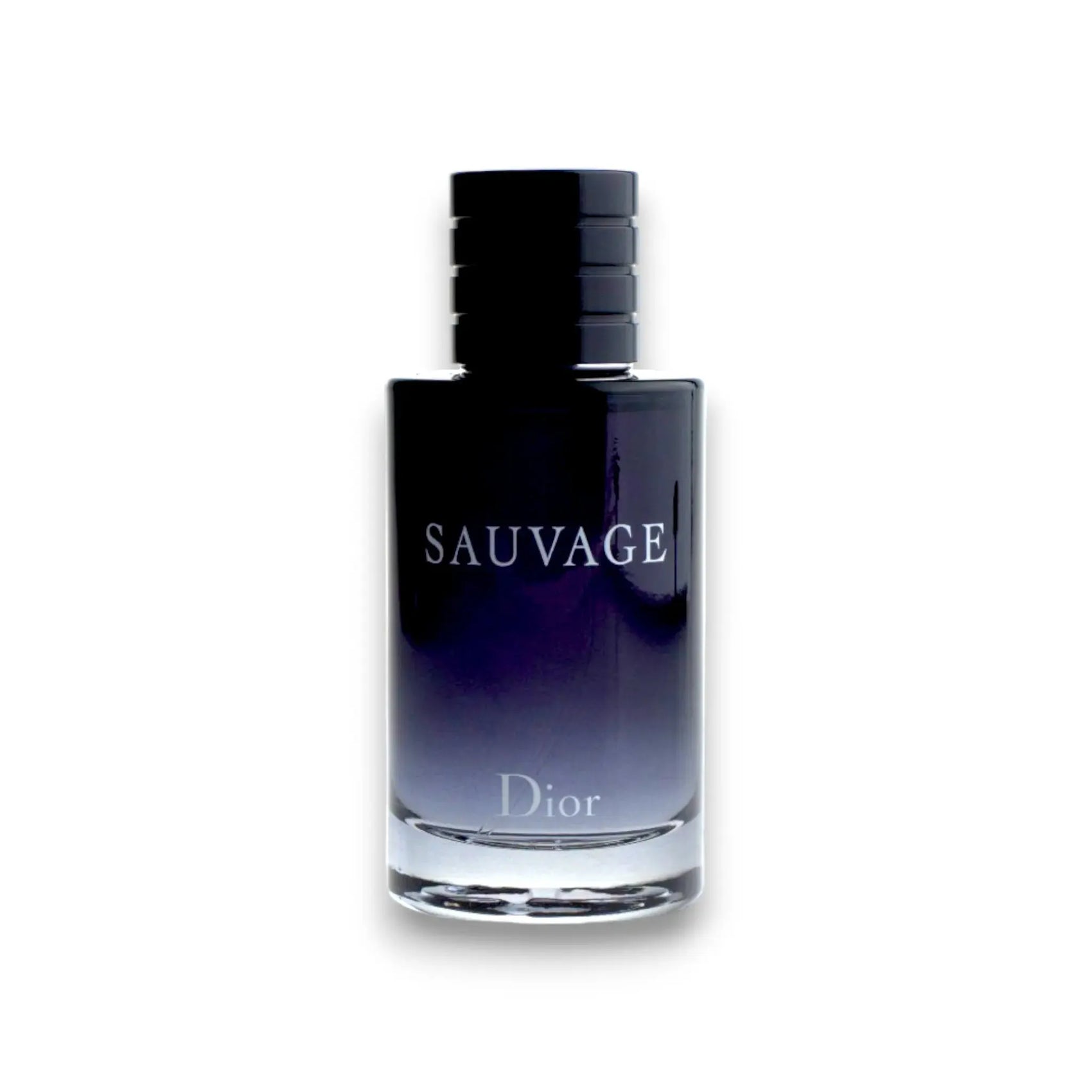 Sauvage Eau de Toilette Parfümflakon, dunkel, auf weißem Hintergrund, Luxusduft