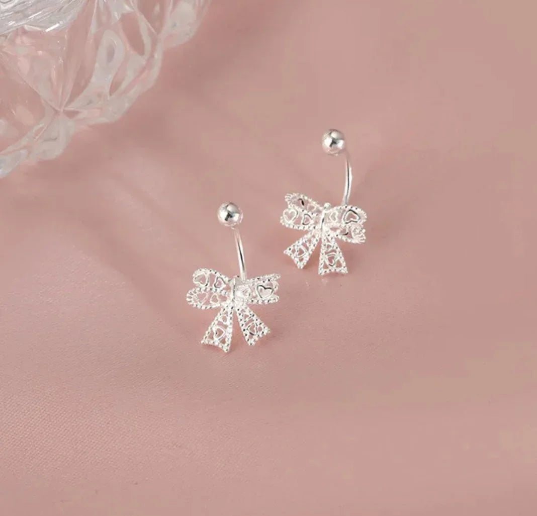 Ohrstecker aus 925er Sterling-Silber, Filigrane Schleife