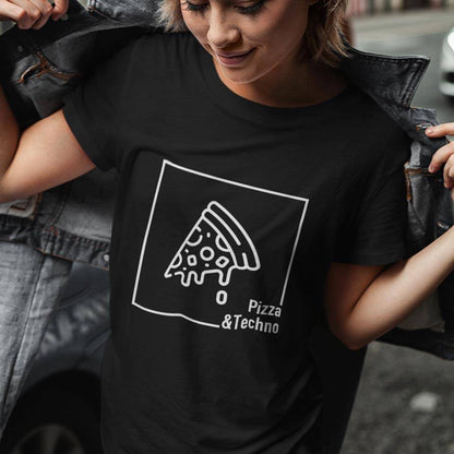 Pizza & Techno T-Shirt (schwarz oder weiß / Frauen)