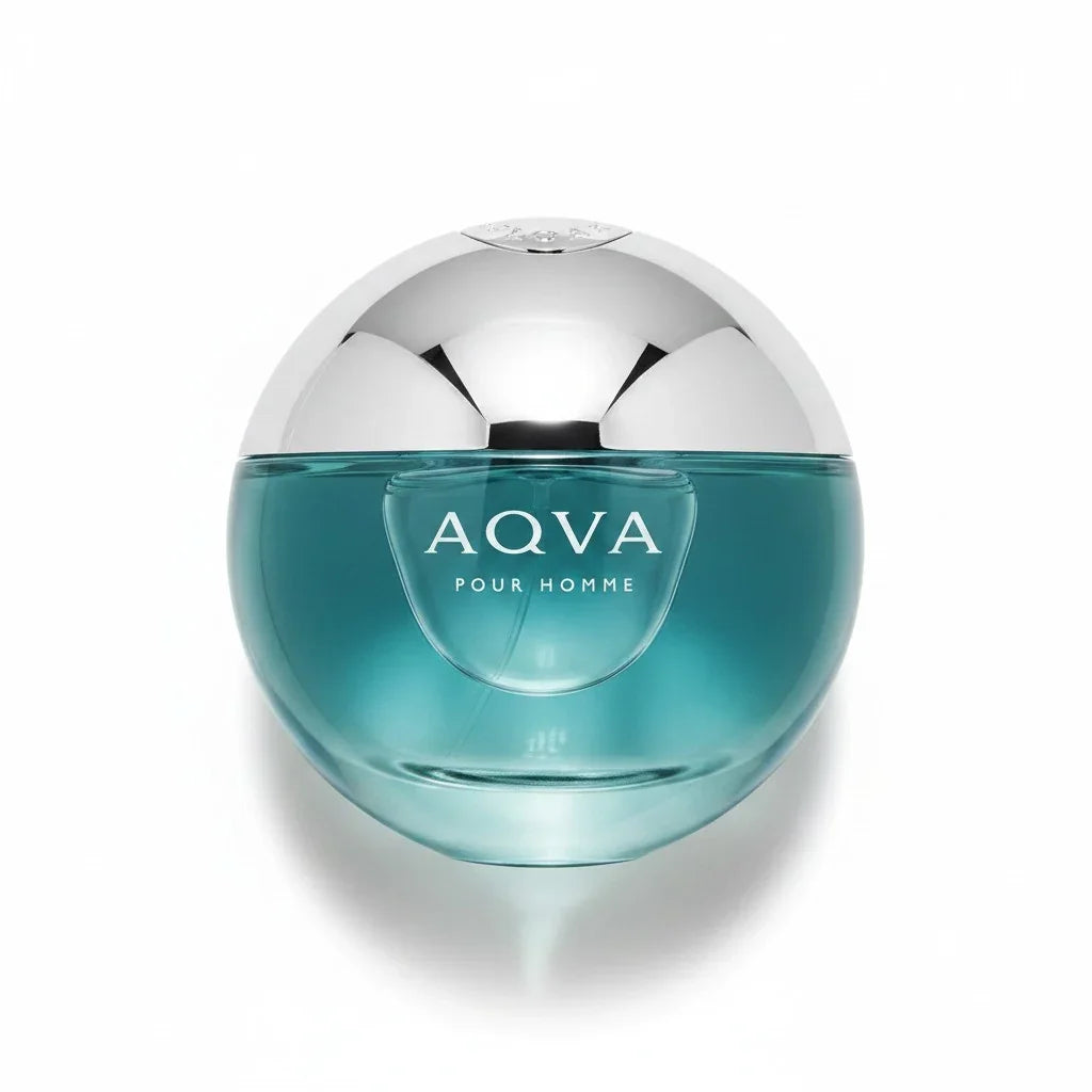 Armani Acqua di Gio Aqva Pour Homme Parfumflakon in Kugelform, türkisblaues Glas mit Silberdeckel