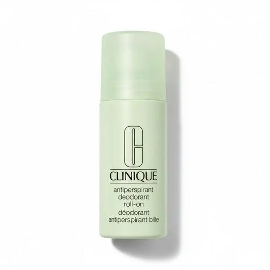 Hellgrüner Clinique Antitranspirant Deodorant Roll-on vor weißem Hintergrund