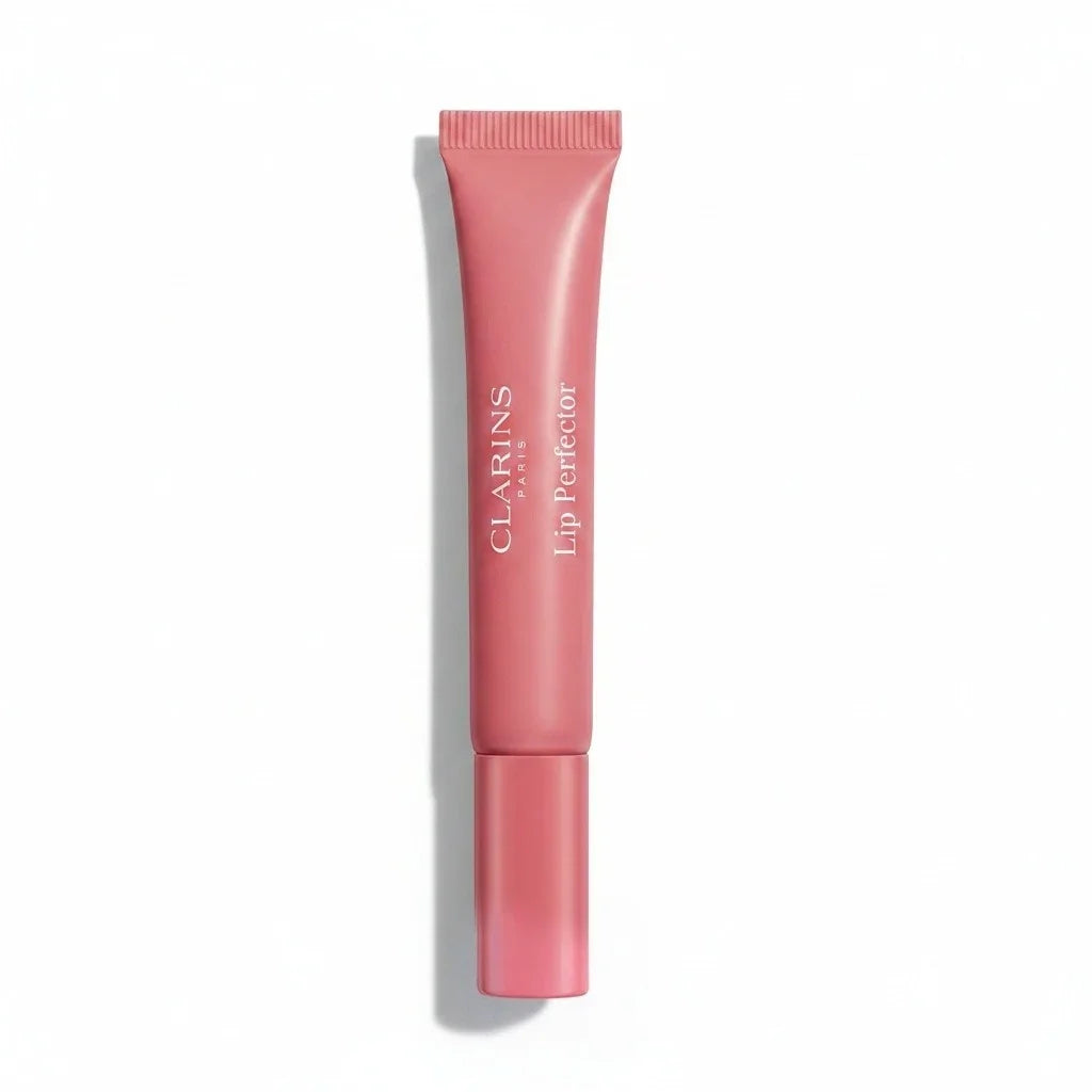 Clarins Lip Perfector Lippenpflege in einer rosafarbenen Tube auf weißem Hintergrund