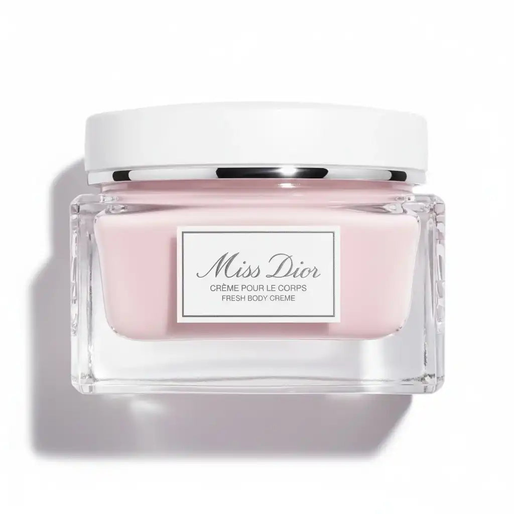 Miss Dior Fresh Body Creme Körpercreme im transparenten Glasgefäß mit weißem Deckel