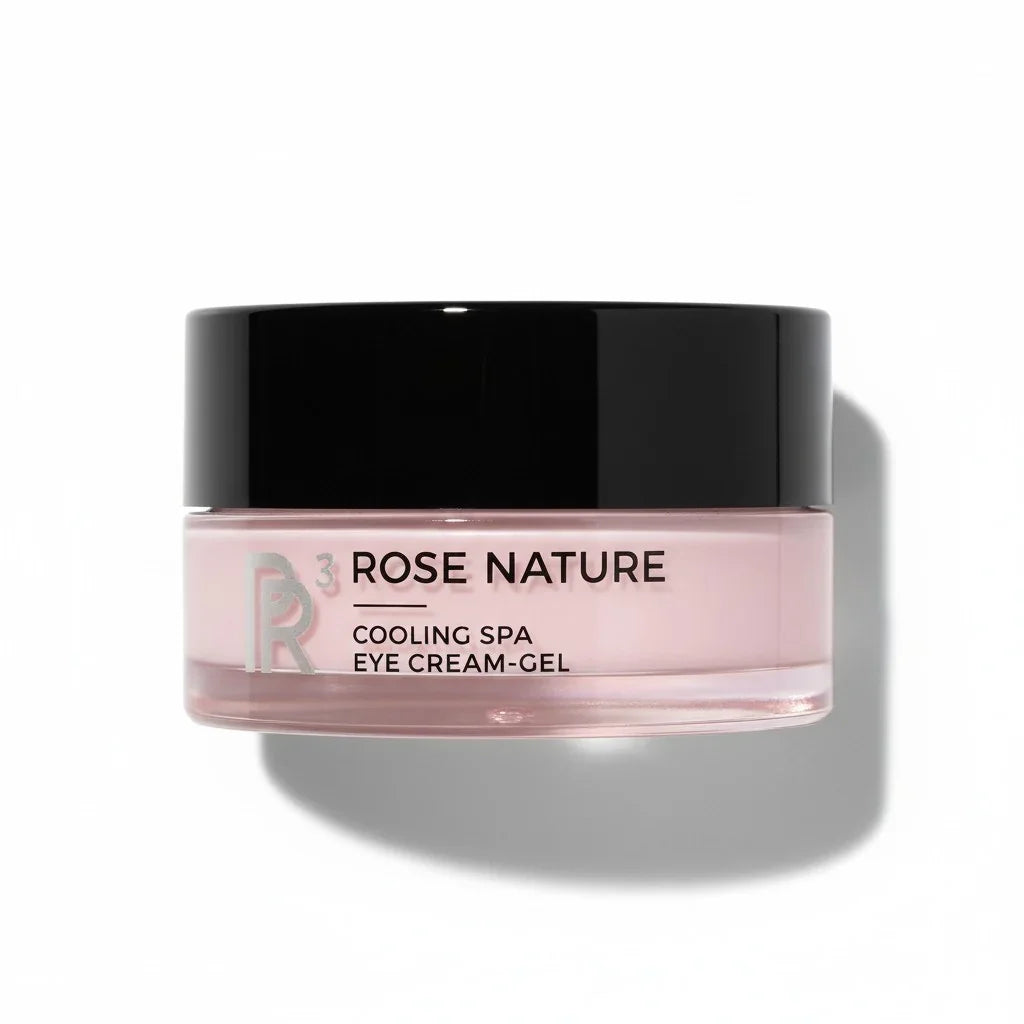 Rose Nature Cooling Spa Eye Cream-Gel Tiegel mit schwarzem Deckel