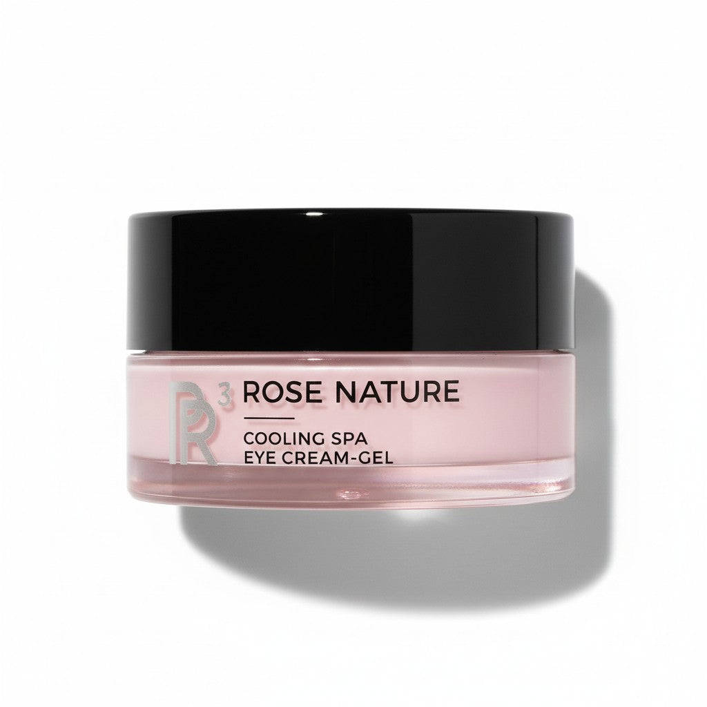 Rose Nature Cooling Spa Eye Cream-Gel Tiegel mit schwarzem Deckel
