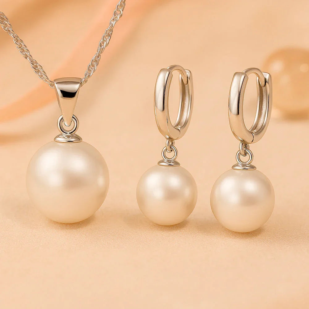 Schmuck Set aus 925er Sterling Silber, Pearls