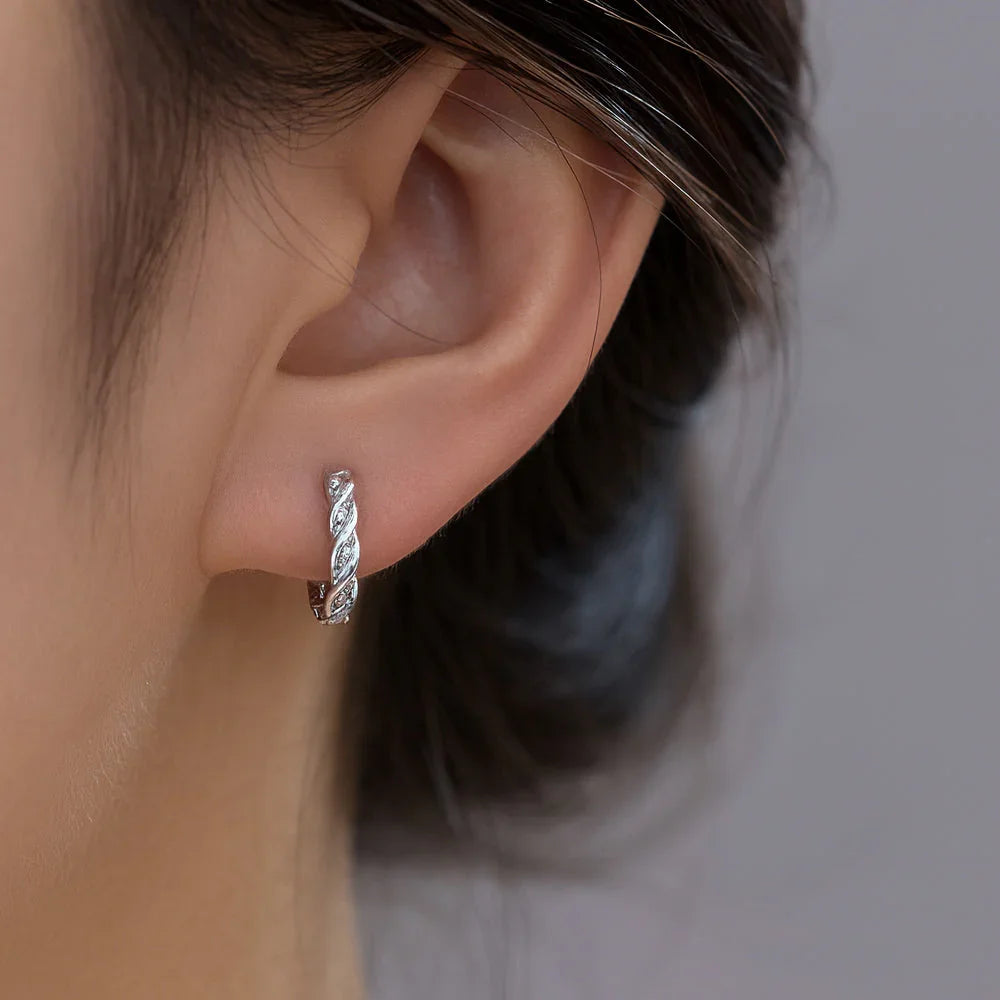 Ohrringe aus 925er Sterling-Silber, Creolen mit Zirkonia