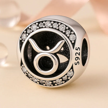 Armband / Charm aus 925er Sterling-Silber, mit Motiv Sternzeichen, Kugel, 1,2cm