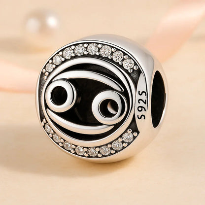 Armband / Charm aus 925er Sterling-Silber, mit Motiv Sternzeichen, Kugel, 1,2cm